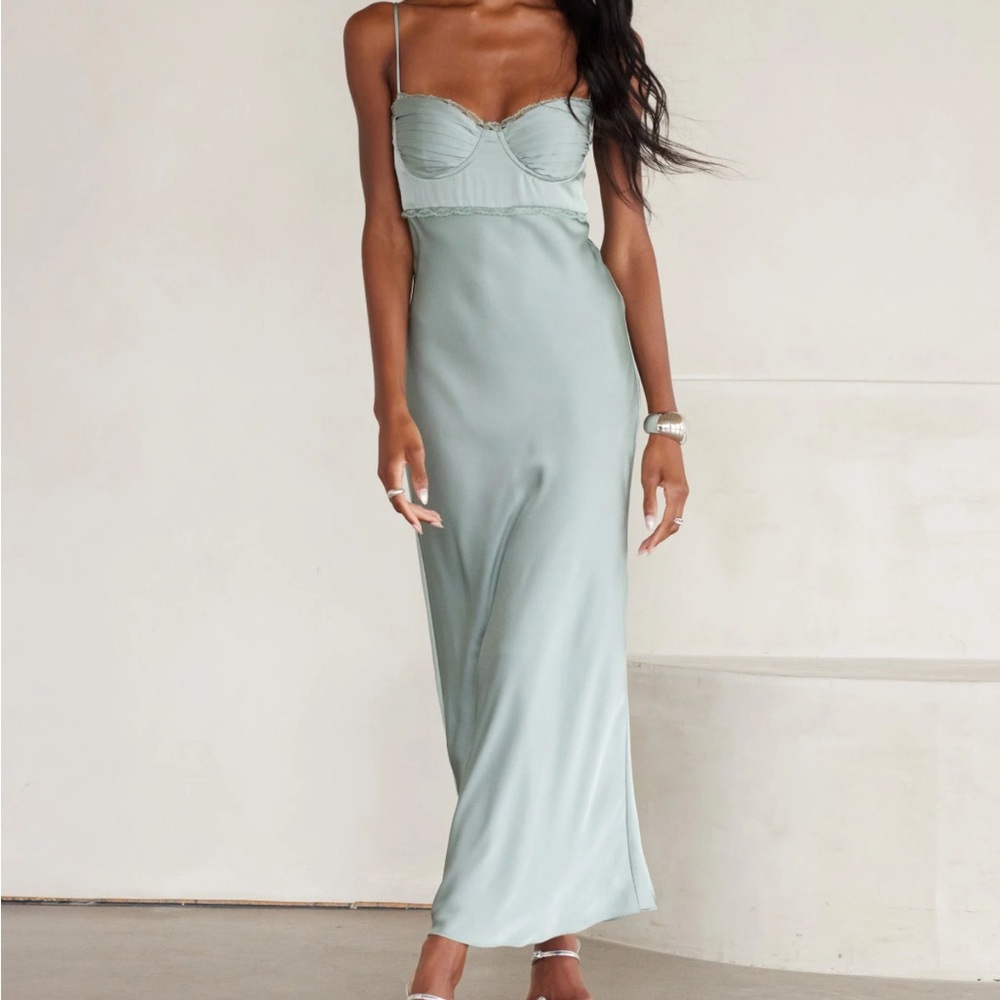 Astr the Label  Florianne Satin Maxi Dress Maxi Dress - Sage